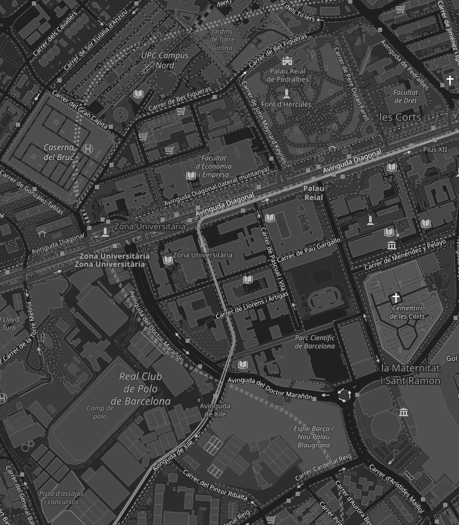 Mapa de la zona del Campus Sud de la UPC, amb l'FME marcada